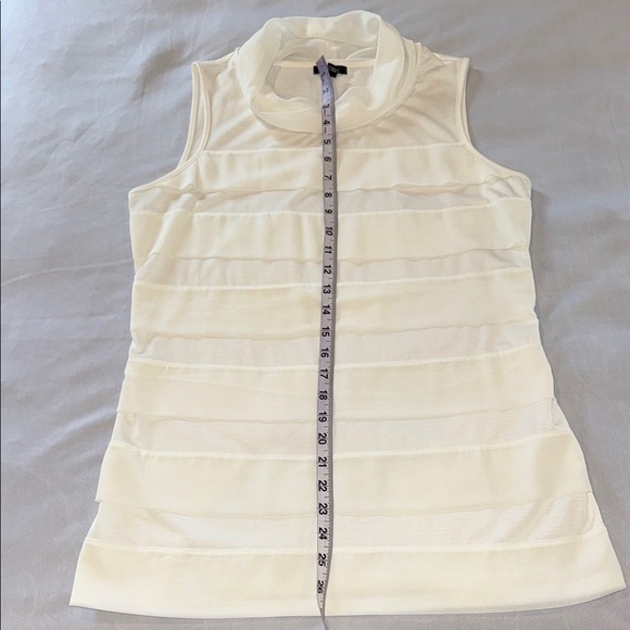 Jacob Off-White Blouse Elegant Top Horizontal Pleats Cowl Neck Top Mini … - Picture 7 of 11